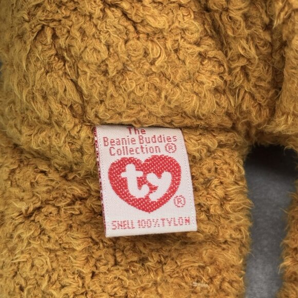 Vintage TY Beanie Buddies Fuzz Bear Brown Blue Bow Tie 1999 Plush Stuffed Toy 13 - Picture 6 of 13